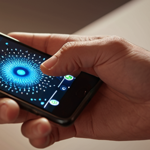 Home 13 **Prompt for Image 1 (Smartphone Haptics):**
A close-up shot of a hand gently touching a sleek, modern smartphone screen. Subtle, intricate light patterns and delicate ripples emanate from the fingertips, spreading across the screen, symbolizing precise haptic feedback and an enhanced, intuitive tactile experience. The background is softly blurred, focusing on the intimate interaction. Cinematic lighting, realistic render.