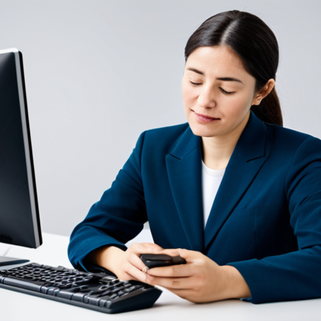 A professional UX researcher, fully clothed in a modest, contemporary business suit, is seated at a clean, minimalist desk in a modern tech lab. She holds a sleek, unreleased smartphone, her expression thoughtful as she subtly feels haptic feedback from the device. Her well-formed hands gracefully interact with the screen, conveying a deep understanding of the user's tactile experience. The background is blurred with sophisticated testing equipment, emphasizing a focus on user perception. Perfect anatomy, correct proportions, natural pose, professional photography, high quality, safe for work, appropriate content, fully clothed, professional, family-friendly.