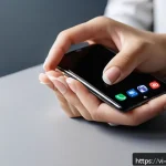 Home 23 촉각적 경험을 위한 디자인 프로세스 - A close-up, hyper-realistic image of a person’s hand gently holding a premium smartphone with a soft...