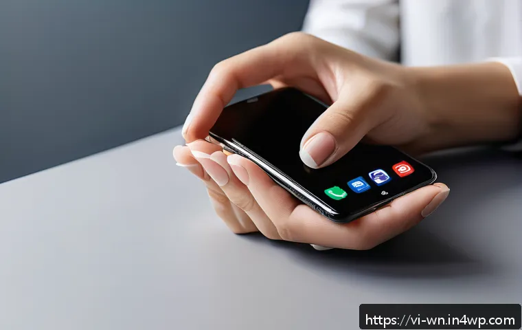 촉각적 경험을 위한 디자인 프로세스 - A close-up, hyper-realistic image of a person’s hand gently holding a premium smartphone with a soft...