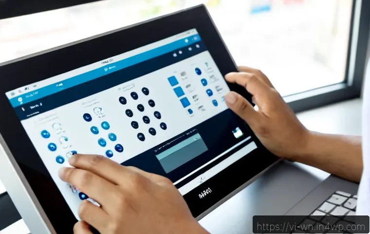 Home 15 촉각적 기술을 활용한 혁신적인 UX 디자인 - Photorealistic close-up of a Vietnamese product designer using a tactile touchscreen prototype with ...